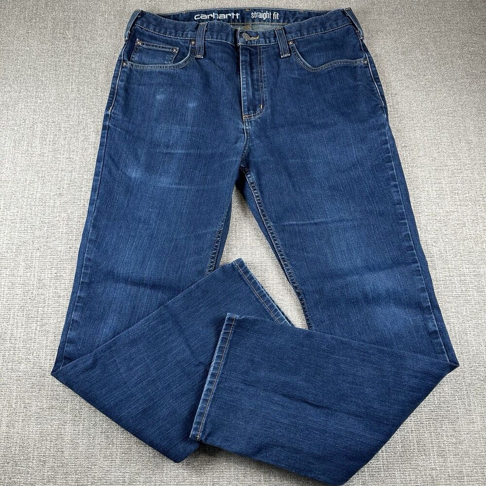 Carhartt Jeans Men 34x32 Blue Rugged Flex Straight Fit Denim Pants